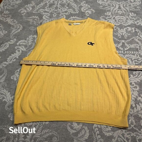 Cutter & Buck Men's Yellow Vintage Golf Sweater Vest Size XXL - Picture 5 of 8